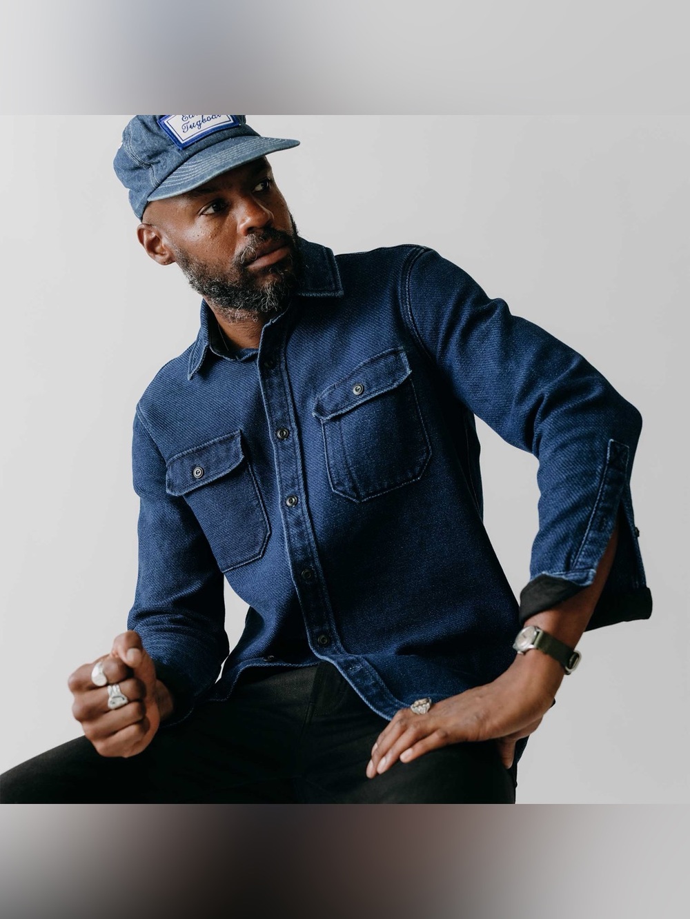 Taylor Stitch Division Shirt Mens Medium 40 Organic Cotton Shacket Blue Twill - Picture 11 of 11